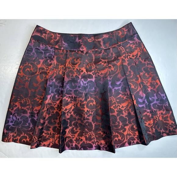 Lane Bryant Dresses & Skirts - Lane Bryant Floral Skirt 20 Red/Purple/Black Gradient A-Line Pleats Zipper EUC